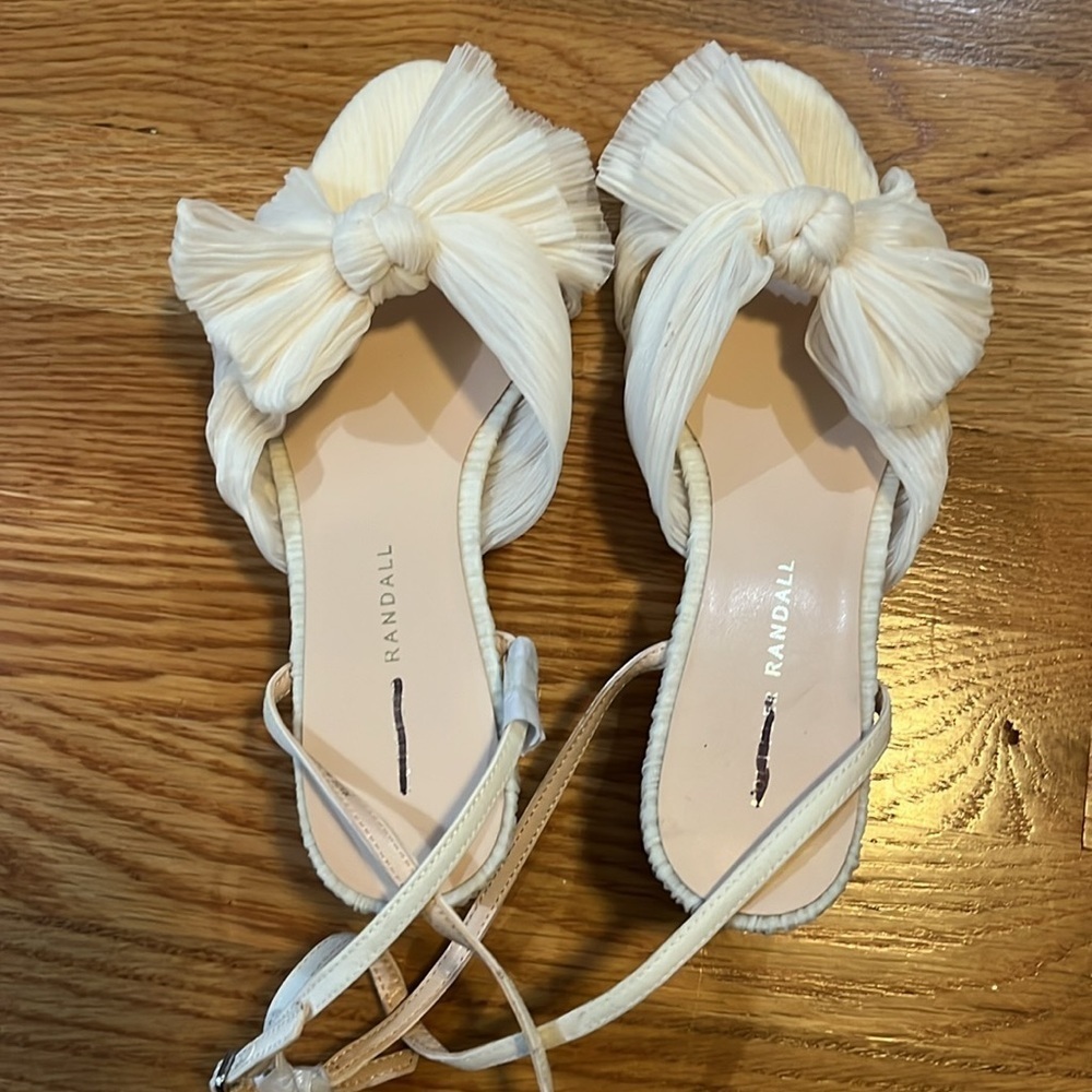 Loeffler Randall Dahlia Pearl Pleated Bow Heel Size 8 NEW - Picture 13 of 15